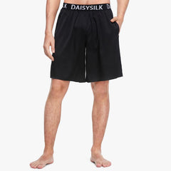 Daisysilk Print Silk Men Shorts Boxers Black