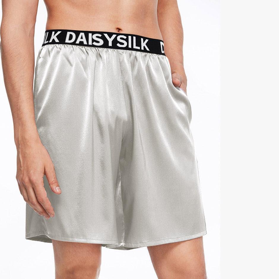 Daisysilk Print Silk Men Shorts Boxers Grey