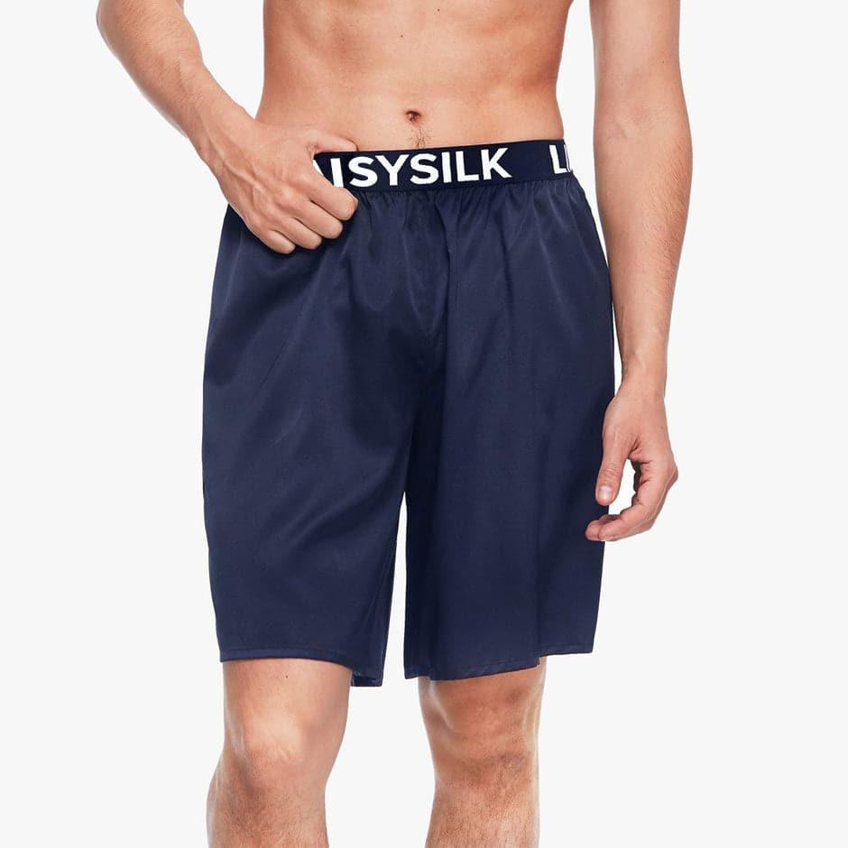 Daisysilk Print Silk Men Shorts Boxers Navy