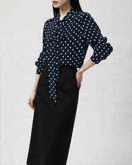 Polka Dot Bow Silk Shirt