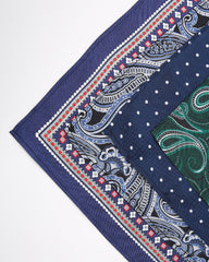 Dark-Toned Printed Men's Silk Handkerchief Blue Black