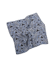 Dark-Toned Printed Men's Silk Handkerchief Blue Black
