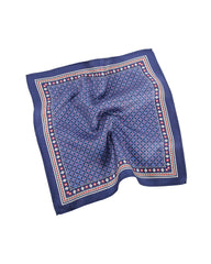 Dark-Toned Printed Men's Silk Handkerchief Blue