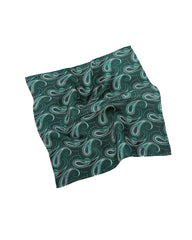 Dark-Toned Printed Men's Silk Handkerchief Green