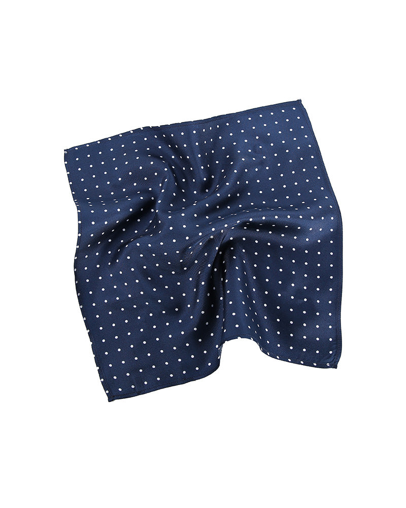Dark-Toned Printed Men's Silk Handkerchief Navy