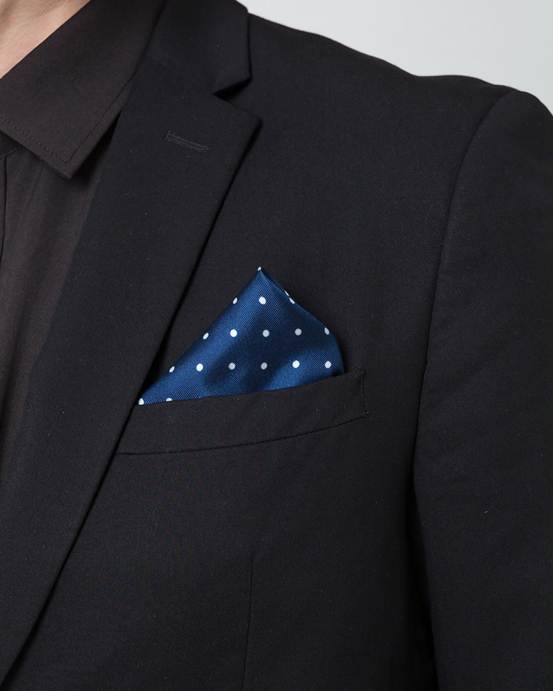 Dark-Toned Printed Men's Silk Handkerchief Navy