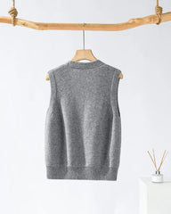 Deep V Neck Cashmere Vest Grey