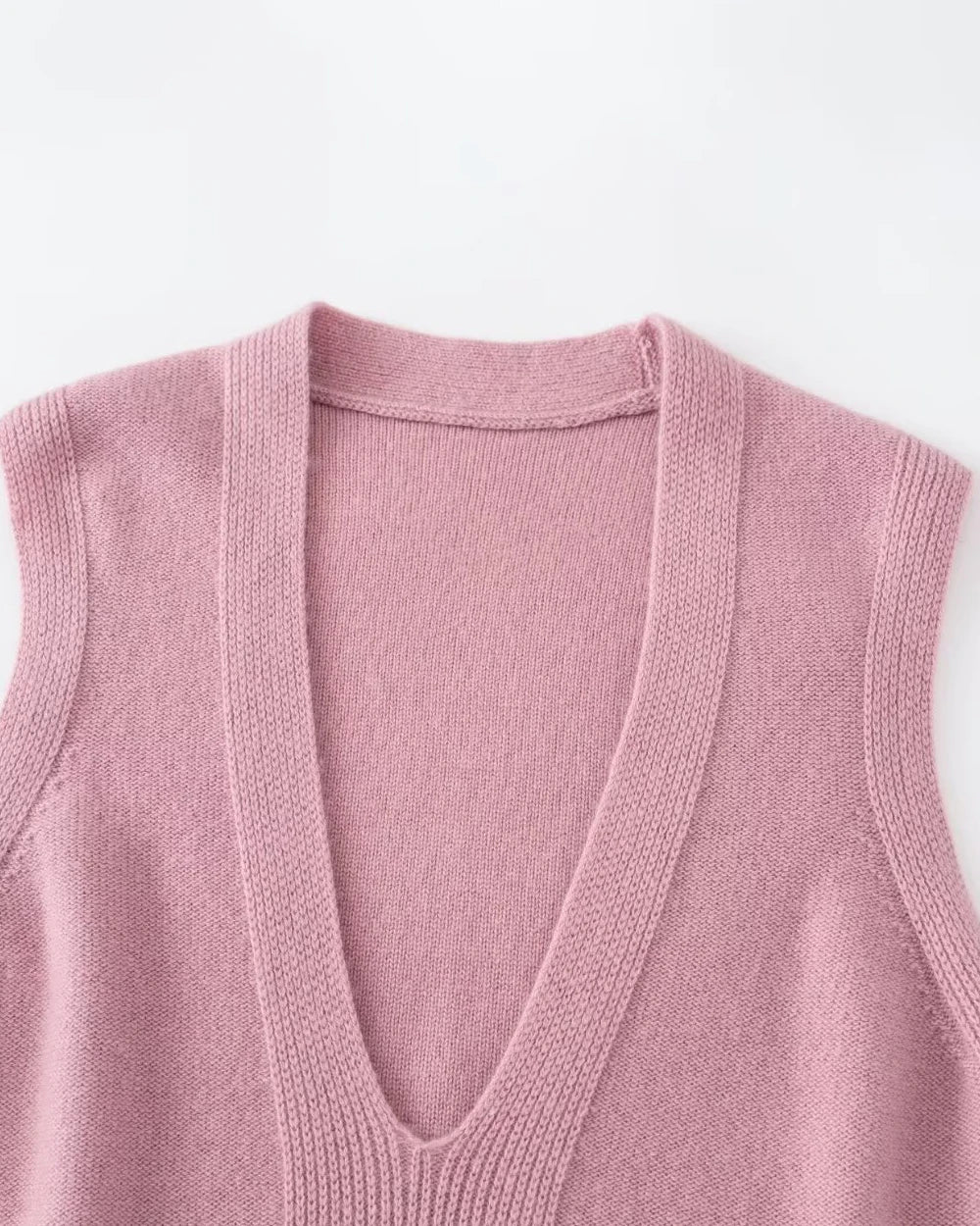 Deep V Neck Cashmere Vest Pink