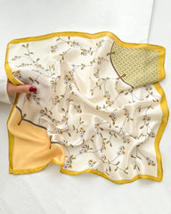 Delicate Floral Pure Silk Square Scarf