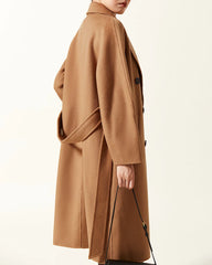Double-breasted Belted Wool Coat Caramel