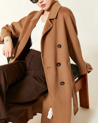 Double-breasted Belted Wool Coat Caramel