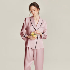 Double Breasted 22 Momme Silk Pajama Set Pink