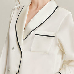 Double Breasted 22 Momme Silk Pajama Set White