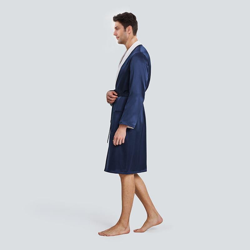 Double Side Wear Sleep Robe Men Pajamas Navy
