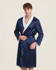 Double Side Wear Sleep Robe Men Pajamas Navy