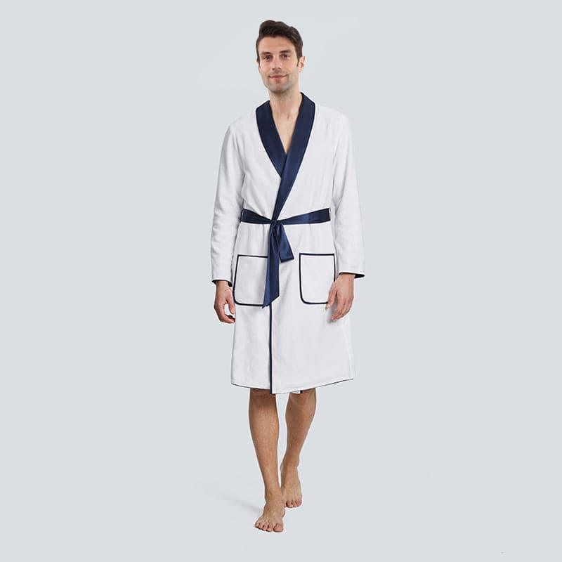 Double Side Wear Sleep Robe Men Pajamas White