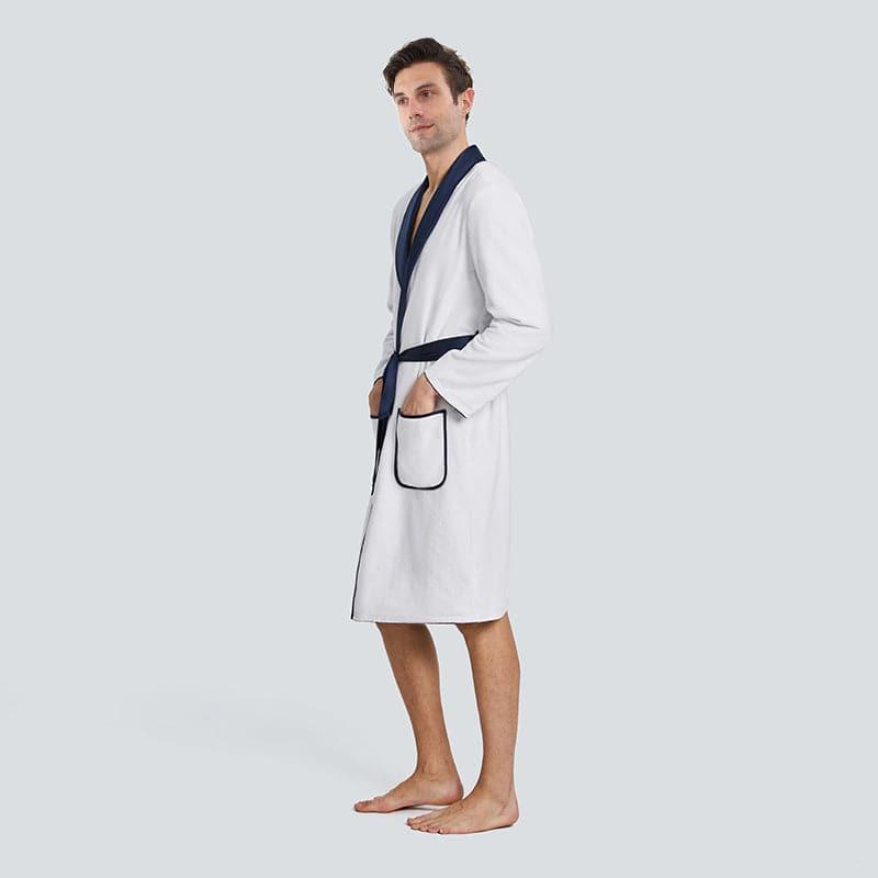 Double Side Wear Sleep Robe Men Pajamas White