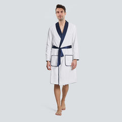 Double Side Wear Sleep Robe Men Pajamas White