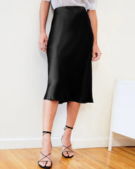 Elegant Knee-Length Silk Skirt