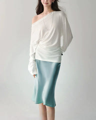 Elegant Knee-Length Silk Skirt