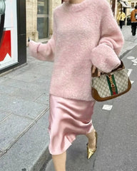 Elegant Knee-Length Silk Skirt