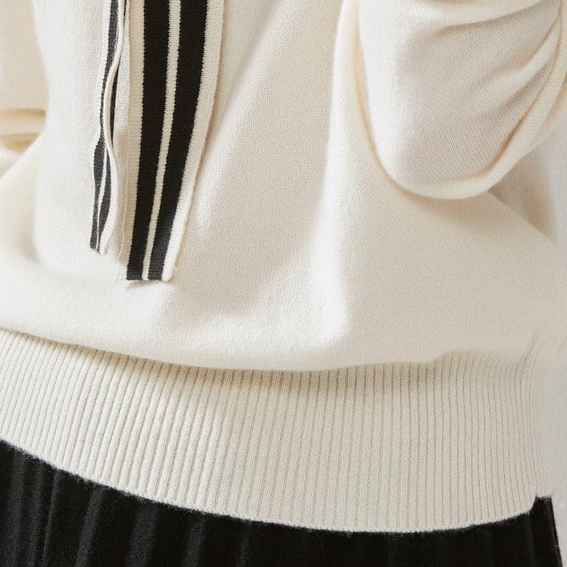 Elegant Ribbon Cashmere Sweater White