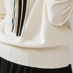 Elegant Ribbon Cashmere Sweater White