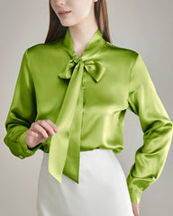 Elegant Silk Bow Tie Blouse