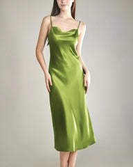 Elegant Silk Dress with Light Cowl Neckline