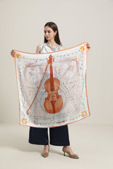Elegant Silk Violins Scarf