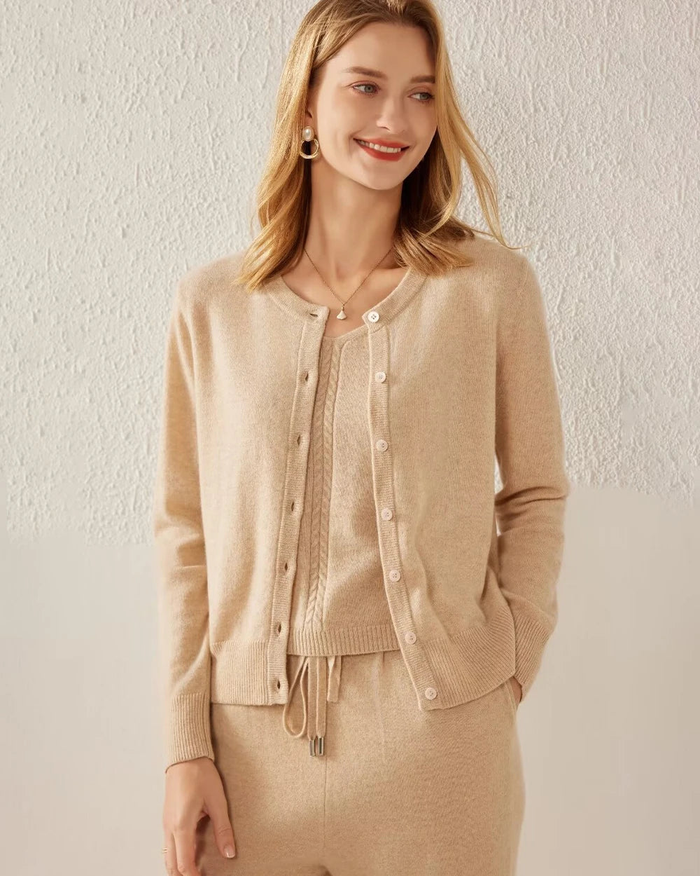 Essential Knit Cashmere Cardigan Camel