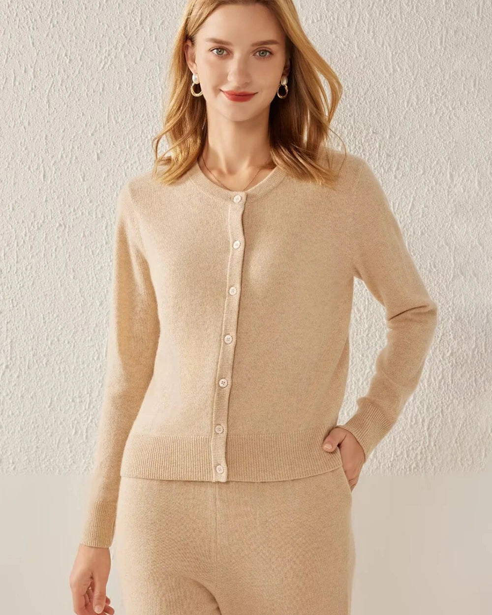 Essential Knit Cashmere Cardigan Camel