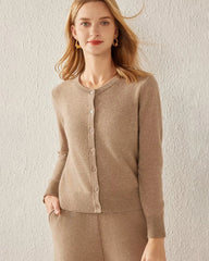 Essential Knit Cashmere Cardigan Dark Camel