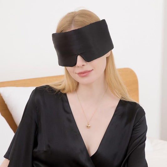 Face-Hugging Wide Double-Sided Silk Eye Mask Black