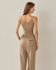 Spaghetti Strap Cashmere Basic Tank Top Camel