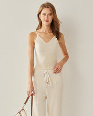 Spaghetti Strap Cashmere Basic Tank Top White