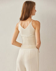 Spaghetti Strap Cashmere Basic Tank Top White