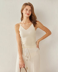 Spaghetti Strap Cashmere Basic Tank Top White
