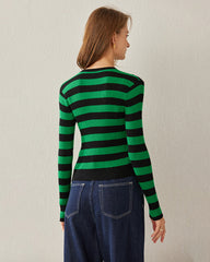 Classic Stripe V-Neck Cardigan Green