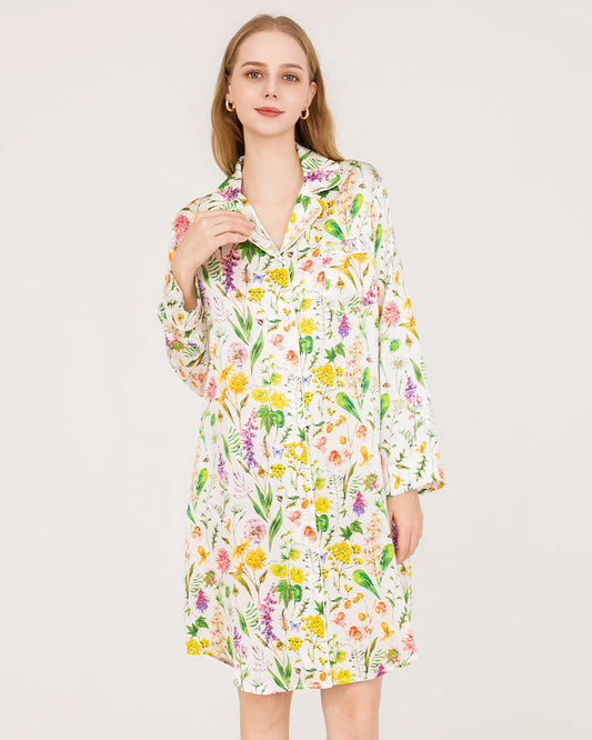 Floral Luxurious Pure Silk Nightdress