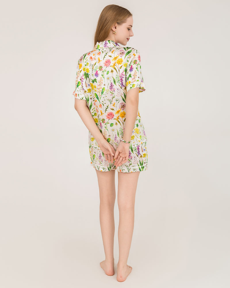 Women's Luxurious Floral Print Silk Pajamas