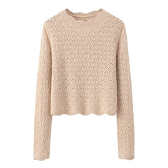 Floral Pattern Cashmere Sweater Beige