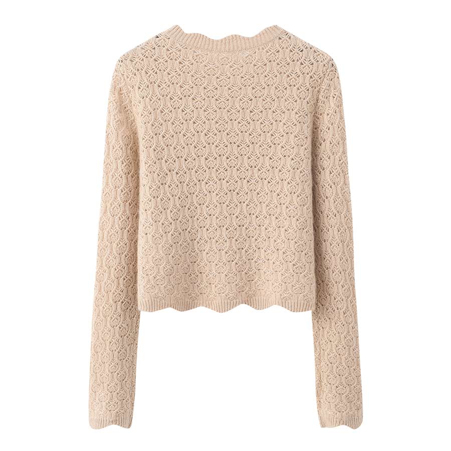 Floral Pattern Cashmere Sweater Beige