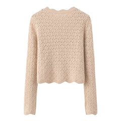Floral Pattern Cashmere Sweater Beige