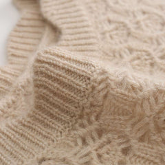 Floral Pattern Cashmere Sweater Beige