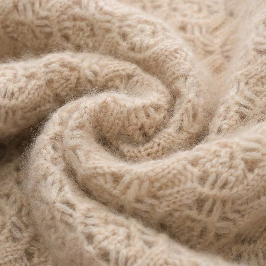 Floral Pattern Cashmere Sweater Beige