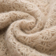 Floral Pattern Cashmere Sweater Beige