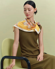 Flowers Print Silk Shawl Scarf