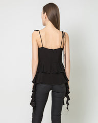 French-Style Irregular Slim-Fit Camisole Black