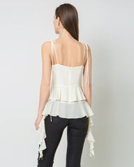 French-Style Irregular Slim-Fit Camisole Cream